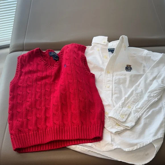 Polo by Ralph Lauren Kids Red Vest and White Button-Down Shirt - Picture 2 of 4